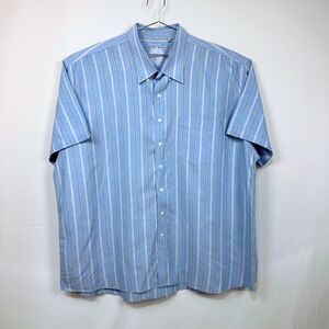 Cutter & Buck Shirt Mens  Casual Short Sleeve Button Down Blue Stripped Sz 3XB